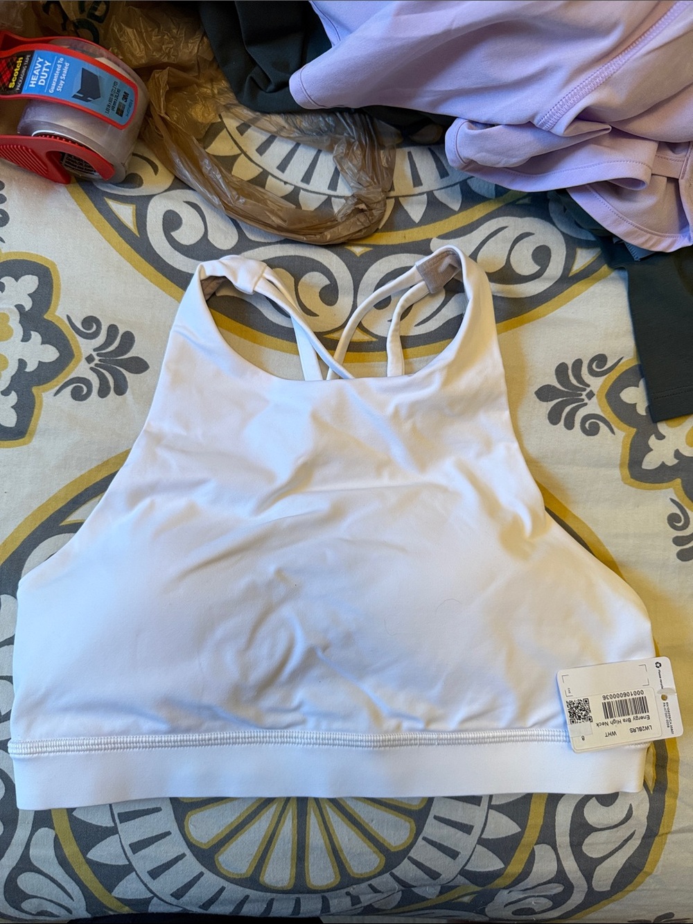 Lulu Women's High-Neck Strappy Sports Bra - White, NWT size 8